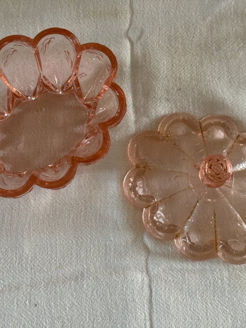 Vintage Pink Glassware Candy/ Serving Dish with Lid - Picture 4 of 12